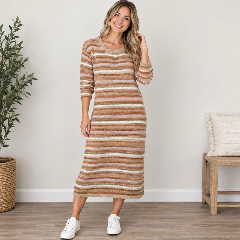 Free People Beach Sweater Dress Women XS Striped Midi Grunge Y2K Minimalist Boho